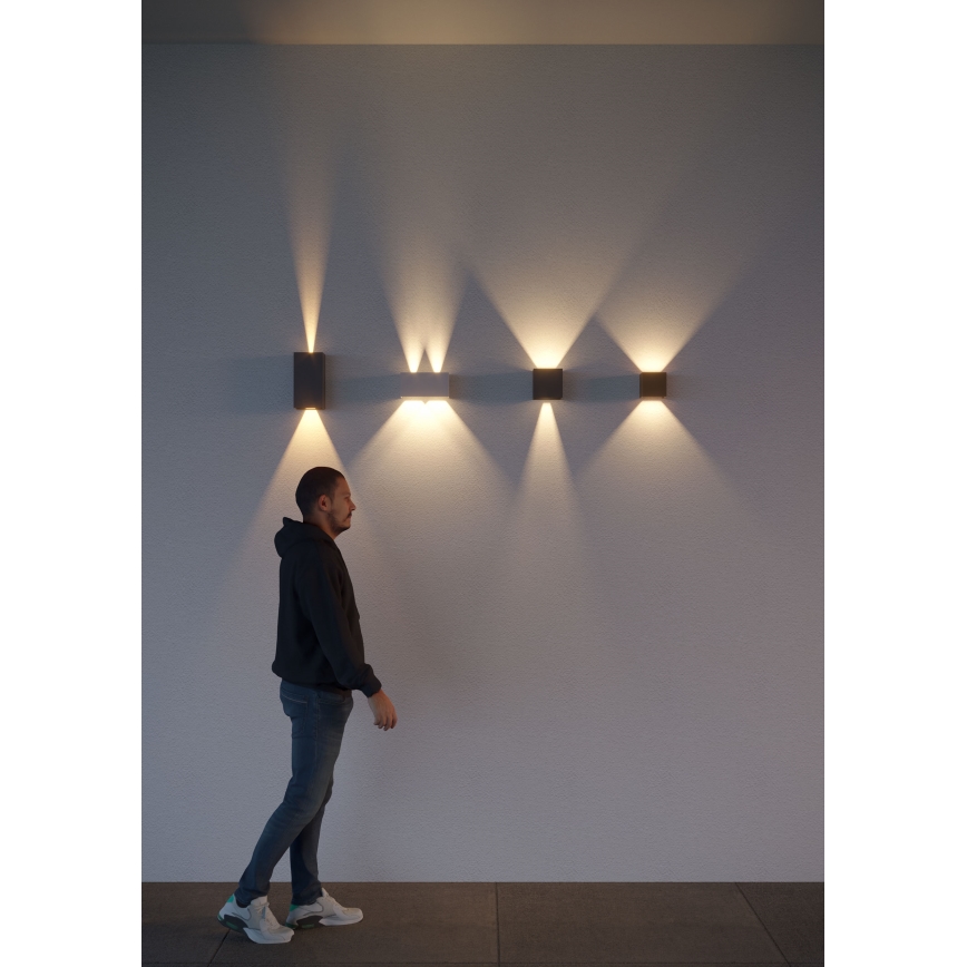 Redo 90296 - Applique murale extérieure LED VARY 2x10 W, 230 V, 3000 K, IP54, anthracite