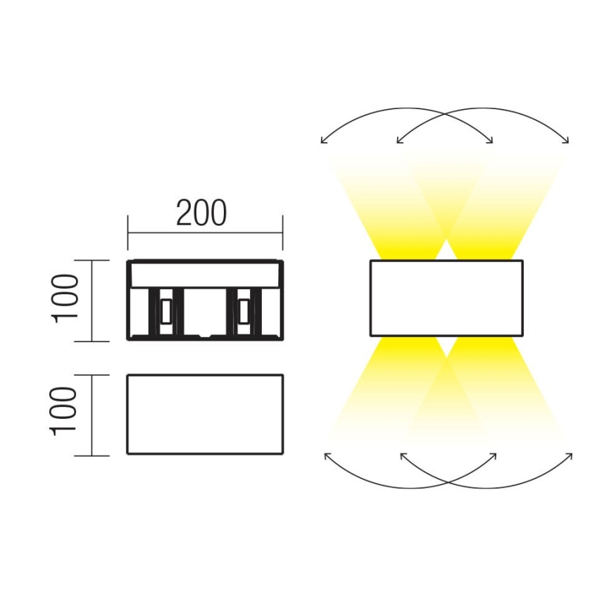 Redo 90304 - LED buitenmuurlamp VARY 4xLED/5W/230V 3000K IP54 bruin