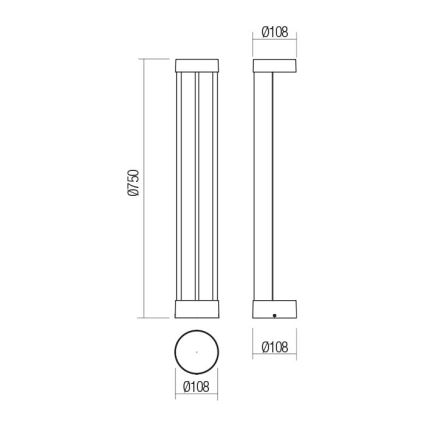 Redo 90365 - LED buitenlamp ZEUS LED/11,5W/230V 3000K 75 cm IP54 antraciet