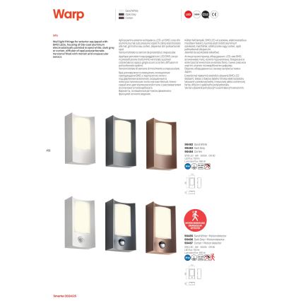 Redo 90487 - Applique murale extérieure avec détecteur WARP LED/8W/230V 3000K IP44 marron