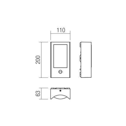 Redo 90487 - Applique murale extérieure avec détecteur WARP LED/8W/230V 3000K IP44 marron