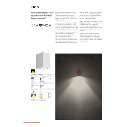 Redo 90527 - Applique murale d'extérieur LED BRIO, 6W, 230V, 3000K, IP54, anthracite