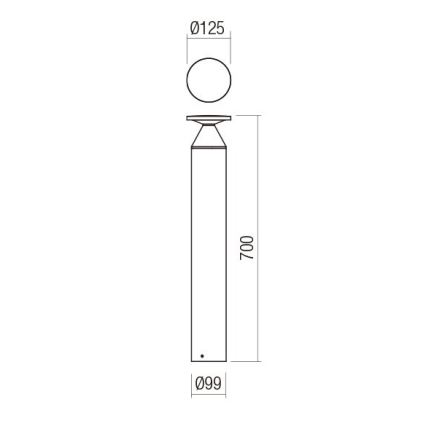Redo 90591 - Lampe d'extérieur LED BIRO, 12 W/230 V, 3000 K, 70 cm, IRC 90, IP65, anthracite