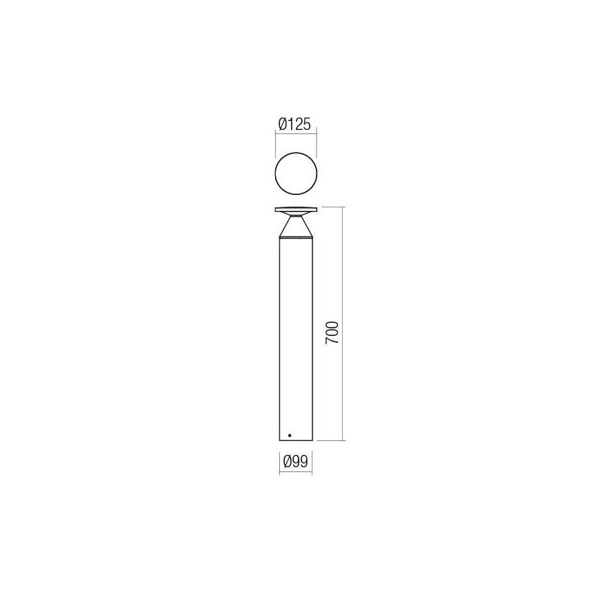 Redo 90591 - Lampe d'extérieur LED BIRO, 12 W/230 V, 3000 K, 70 cm, IRC 90, IP65, anthracite