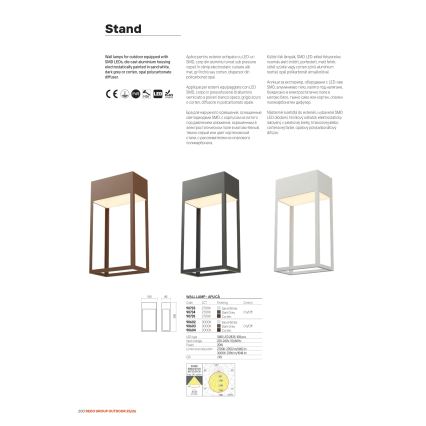 Redo 90604 - Applique murale d'extérieur STAND LED/20W/230V 3000K IRC 90 IP65 marron