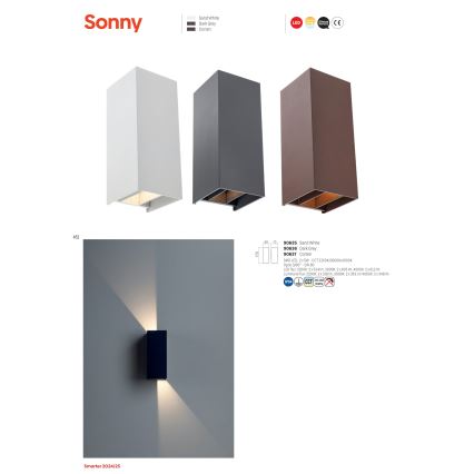 Redo 90637 - Applique murale extérieure SONNY 2xLED/5W/230V 2200/3000/4000K IP54 marron