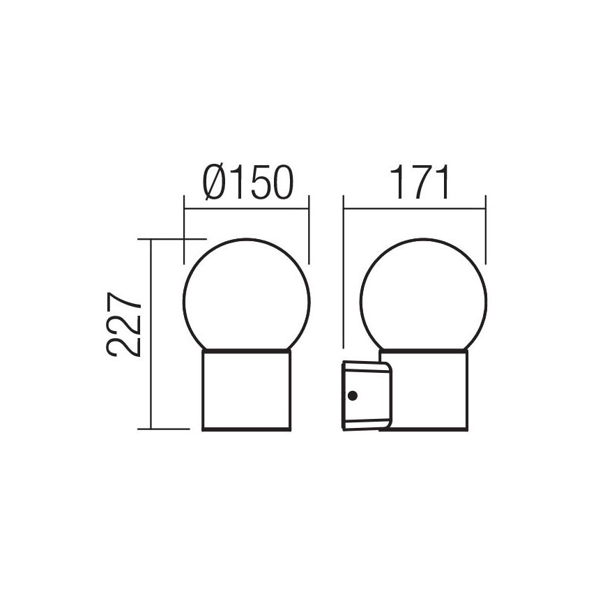 Redo 90640 - Applique murale extérieure BULK 1xE27/28W/230V IP44 anthracite