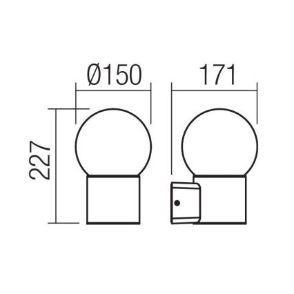 Redo 90640 - Wandlamp voor buiten BULK 1xE27/28W/230V IP44 antraciet