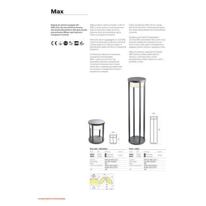 Redo 90676 - LED buitenlamp MAX LED/15W/230V 2700K 80 cm IP65 antraciet