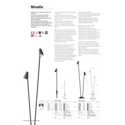Redo 90712 - LED buitenlamp NIVALIS 2xLED/6,9W/230V 3000K 110 cm IP65 bruin