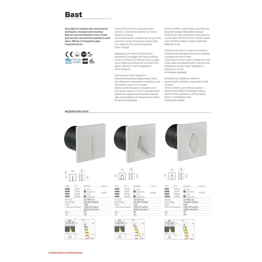 Redo 91195 - LED buiten-oriëntatielamp BAST LED/2,5W/230V 3000K CRI 90 IP65 grijs