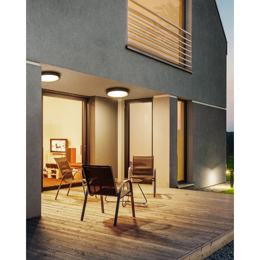 Redo 9184 - BEZEL LED buitenplafondlamp 30W/230V Ø 34 cm IP54 antraciet