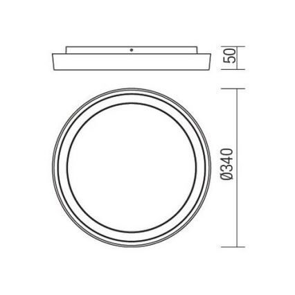 Redo 9184 - BEZEL LED buitenplafondlamp 30W/230V Ø 34 cm IP54 antraciet