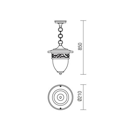 Redo 9399 - Buitenlamp aan ketting BASEL 1xE27/42W/230V IP44 zwart