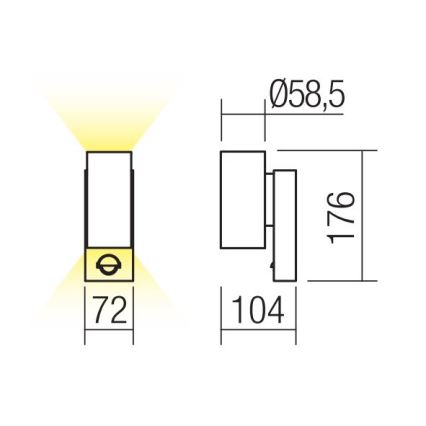 Redo 9453 - Applique murale LED extérieure avec détecteur VINCE 2xLED/3W/230V IP54 anthracite