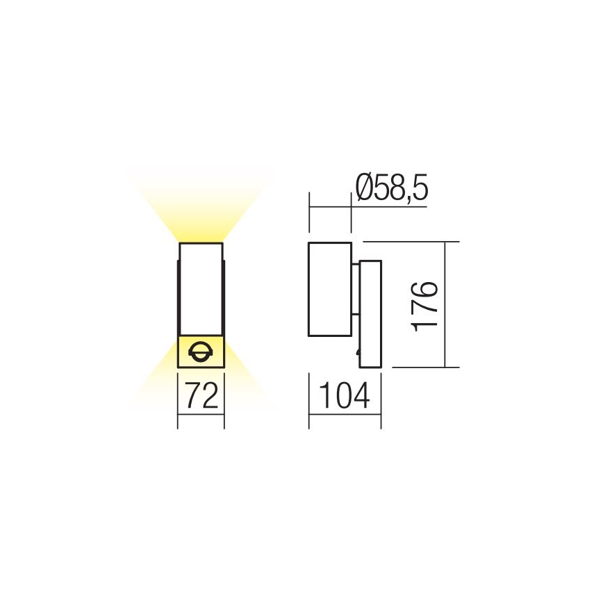 Redo 9453 - LED buitenwandlamp met bewegingssensor VINCE 2xLED/3W/230V IP54 antraciet