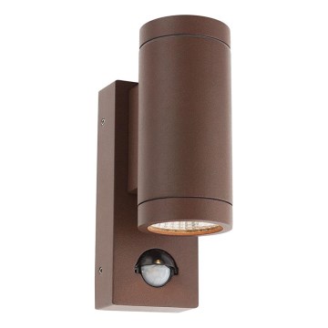 Redo 9455 - Applique murale extérieure avec détecteur VINCE 2xLED/3W/230V IP54 marron