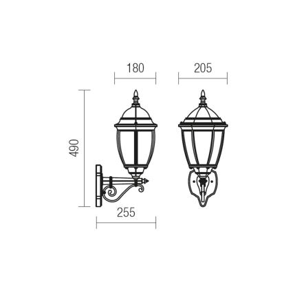 Redo 9604 - Applique murale extérieure SEVILLA 1xE27/42W/230V IP44 doré/patine