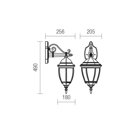 Redo 9605 - Applique murale extérieure SEVILLA 1xE27/42W/230V IP44 doré/patine