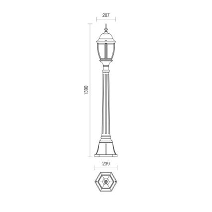 Redo 9608 - Lampadaire extérieur SEVILLA 1xE27/42W/230V IP44 doré/patine