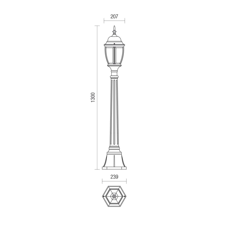 Redo 9608 - Lampadaire extérieur SEVILLA 1xE27/42W/230V IP44 doré/patine