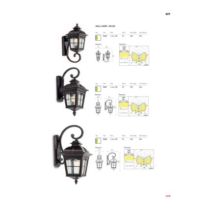 Redo 9648 - Applique murale d'extérieur YORK 1xE27/70W/230V IP44 brune
