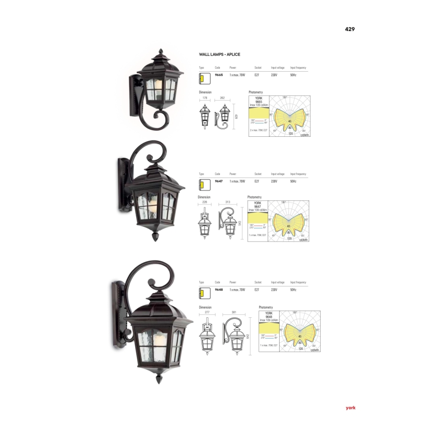 Redo 9648 - Applique murale d'extérieur YORK 1xE27/70W/230V IP44 brune