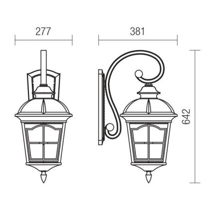 Redo 9648 - Applique murale d'extérieur YORK 1xE27/70W/230V IP44 brune