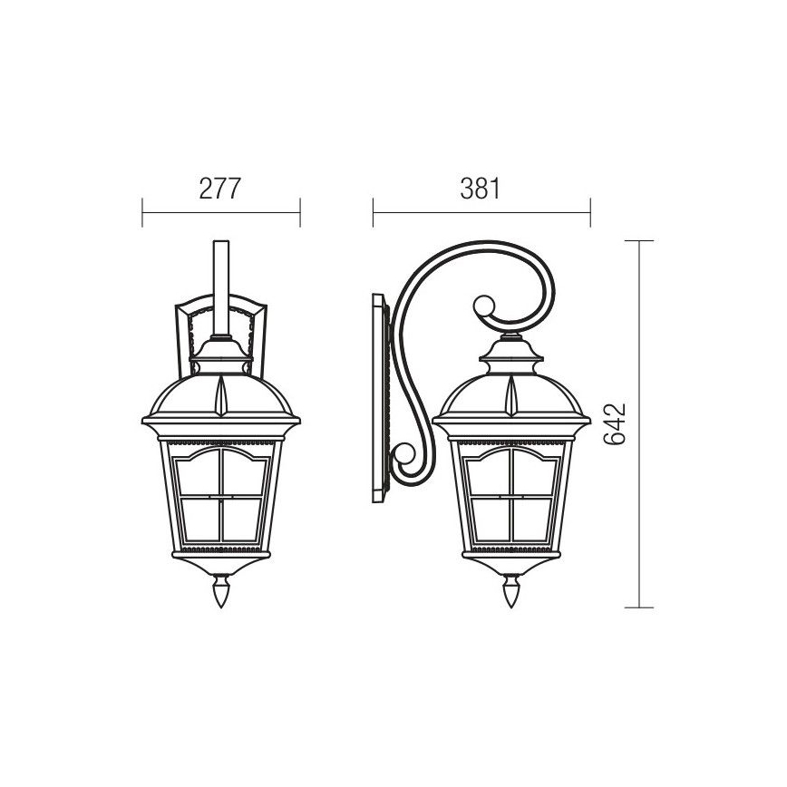 Redo 9648 - Buitenwandlamp YORK 1xE27/70W/230V IP44 bruin