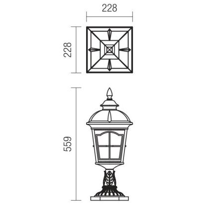 Redo 9652 - Buitenlamp YORK 1xE27/70W/230V IP44 bruin