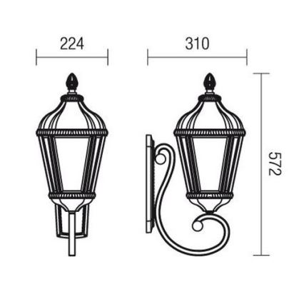 Redo 9656 - Buitenwandlamp ESSEN 1xE27/70W/230V IP44 bruin/patina