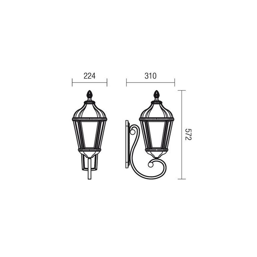 Redo 9656 - Buitenwandlamp ESSEN 1xE27/70W/230V IP44 bruin/patina