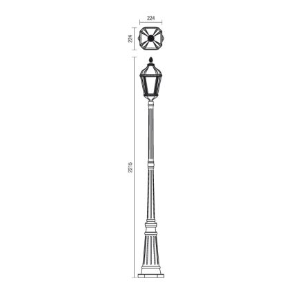 Redo 9662 - Luminaire d'extérieur ESSEN 1xE27/70W/230V 221,5 cm IP44 brun/patiné