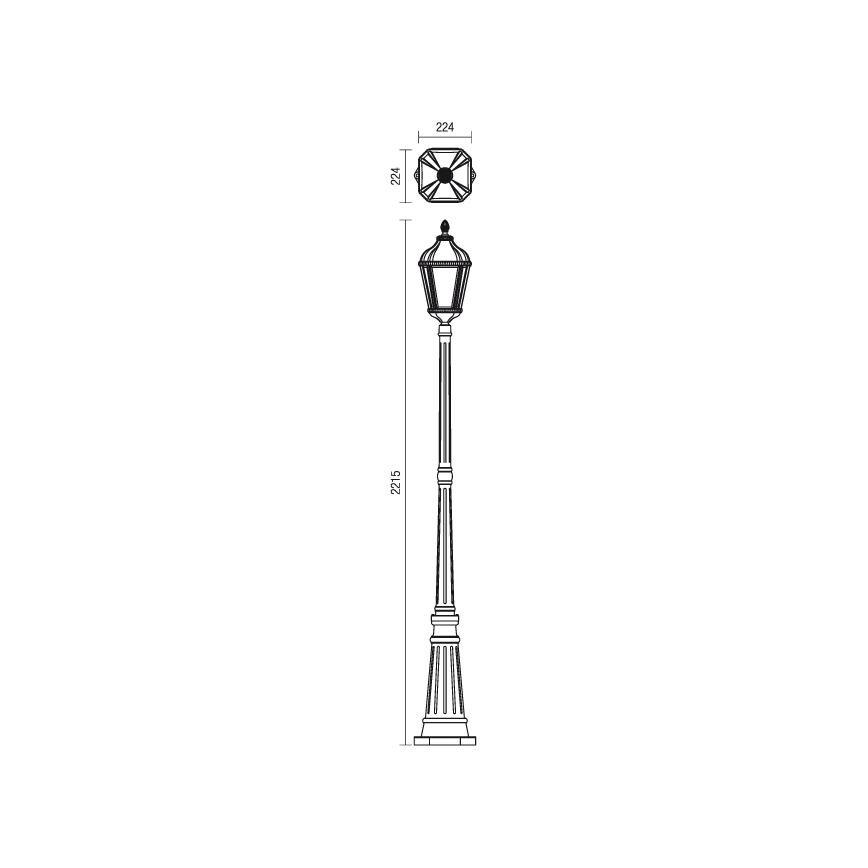 Redo 9662 - Luminaire d'extérieur ESSEN 1xE27/70W/230V 221,5 cm IP44 brun/patiné