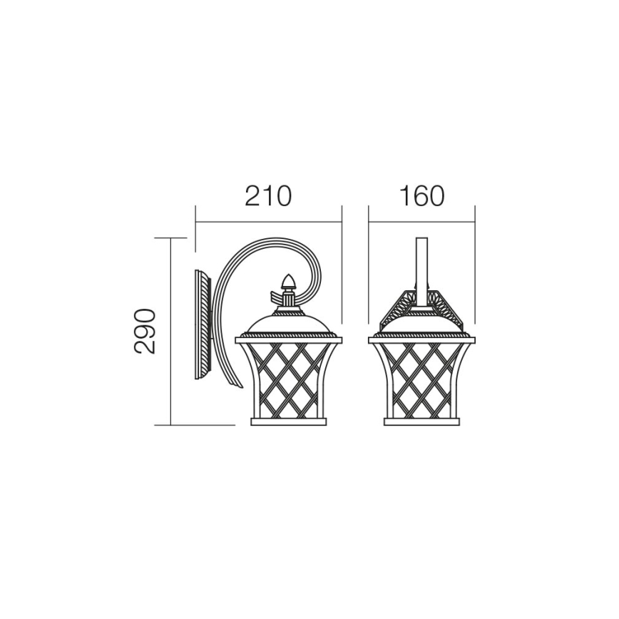 Redo 9951 - Applique murale extérieure BREMEN 1xE27/42W/230V IP23 doré/patine