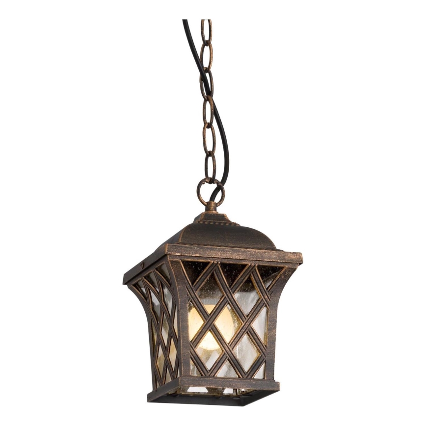 Redo 9952 - Hanglamp aan een ketting voor buiten BREMEN 1xE27/42W/230V IP23 goud/patina