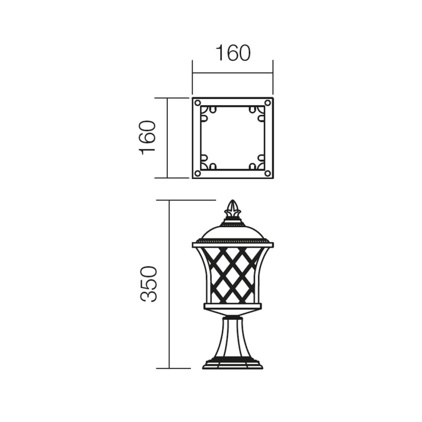 Redo 9953 - Lampadaire extérieur BREMEN 1xE27/42W/230V IP23 doré/patine