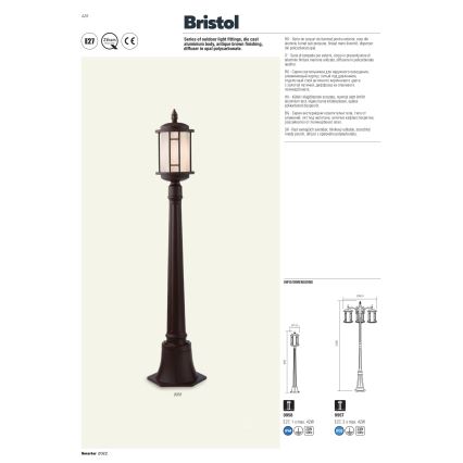 Redo 9956 - Hanglamp aan een ketting voor buiten BRISTOL 1xE327/42W230V IP23