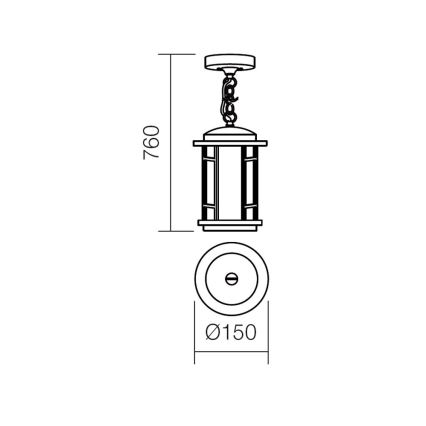 Redo 9956 - Hanglamp aan een ketting voor buiten BRISTOL 1xE327/42W230V IP23