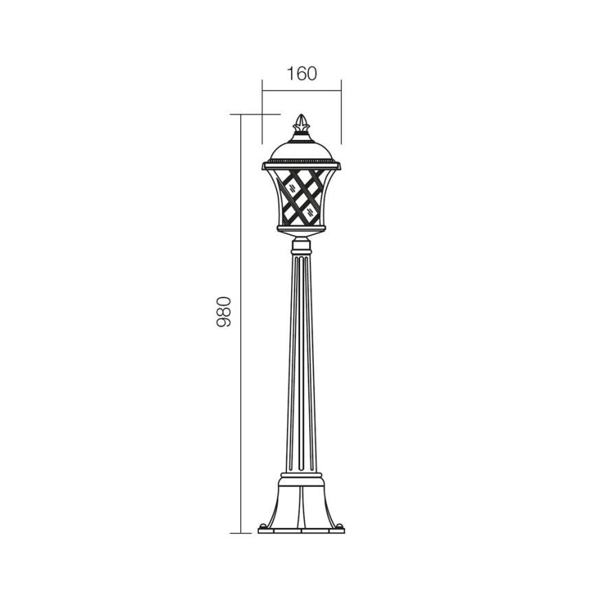 Redo 9961 - Lampadaire extérieur BREMEN 1xE27/42W/230V IP23 doré/patine