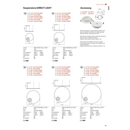 Redo - Bronzen LED Hanglamp aan koord ORBIT LED / 55W / 230V