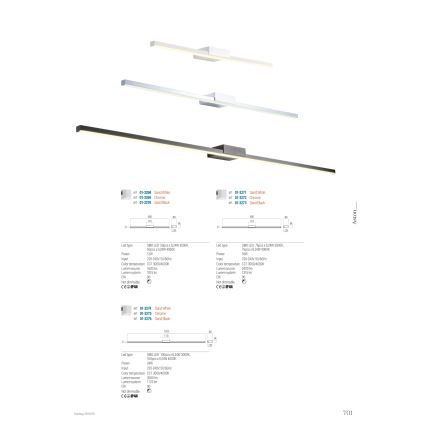 Redo01-3270 - Éclairage de miroir salle de bain ASTON LED/12W/230V 60 cm CRI 90 IP44 noir