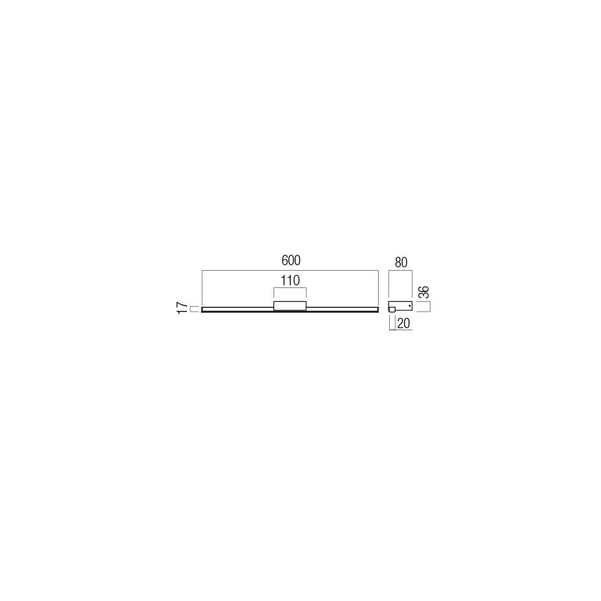 Redo01-3270 - Éclairage de miroir salle de bain ASTON LED/12W/230V 60 cm CRI 90 IP44 noir