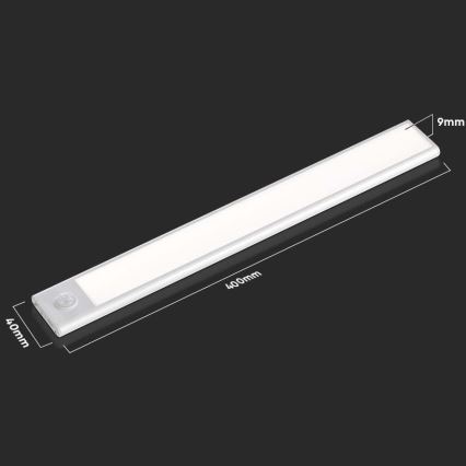 Réglette de cuisine avec détecteur LED/2W/5V 4000K 2200 mAh