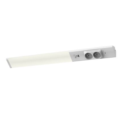 Réglette de cuisine avec prises et ports USB LED/18W/230V 4000K argent