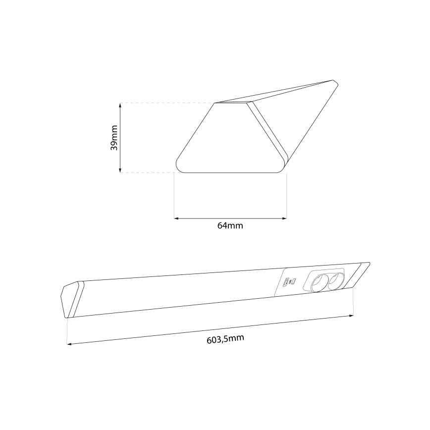 Réglette de cuisine avec prises et ports USB LED/18W/230V 4000K argent
