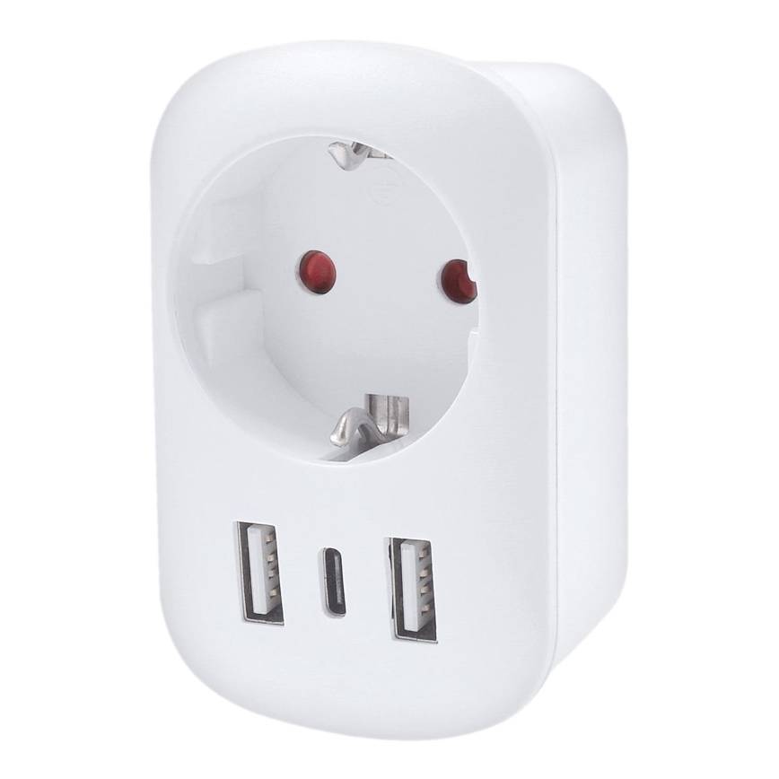 Reisadapter voor VK 230V 2x USB-A + 1x USB-C