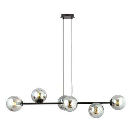 Vervangende lampenkap voor ROSSI kroonluchter en wandlamp, diameter 14 cm, grijs/rookglas
