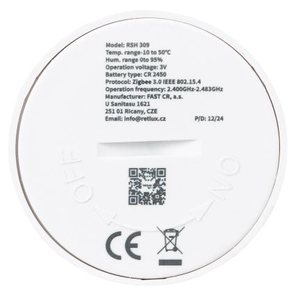 Capteur intelligent de température et d'humidité 1xCR2450