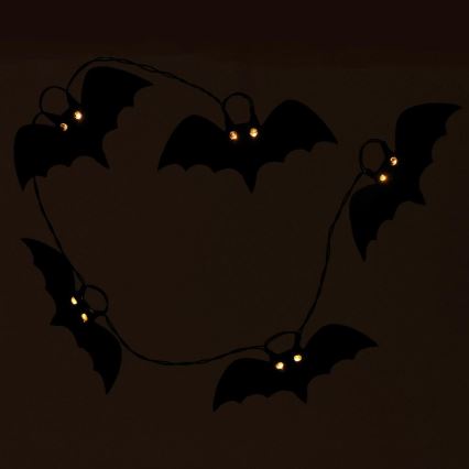 Decoratieve LED ketting HALLOWEEN 10xLED/2xAA/warm wit 1,3m vleermuizen